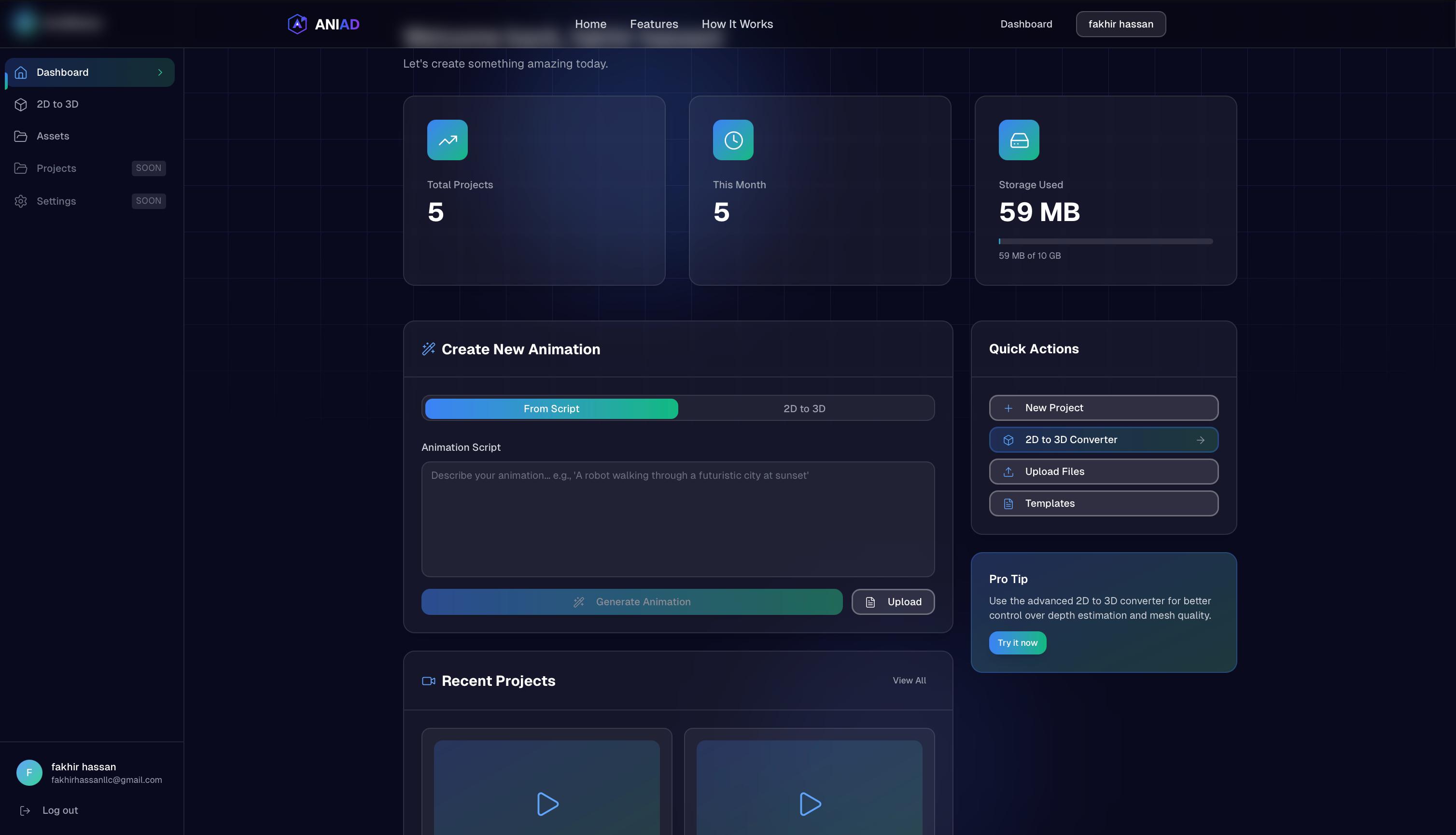 Dashboard Interface